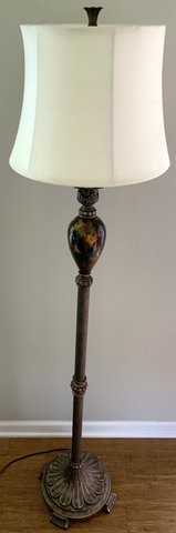 Vintage Floor Lamp - Antiqued Bronze metal Base w/ Ivory Shade -  *EUC* in Lockport, Illinois