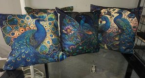 4 Peacock Throw Pillows-Like New in Yucca Valley, California