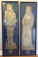 Set of 2 Vintage Framed 3.5'H Wall Art - John & Anna Harewell of Warwickshire 1505 England in Bartlett, Illinois