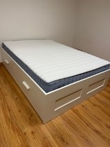 IKEA - BRIMNES Bed frame with 4 drawers, white, 140x200 cm + pocket spring mattress in Stuttgart, GE