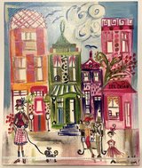 Liesl Long Canvas Wall Art - Whimsical Bedazzled Street Scene in Clarksville, Tennessee