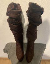 Chocolate Faux Leather Slouch Boots in Fort Rucker, Alabama