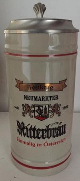 New Ritterbräu .5 Litter Lidded Beer Stein. in Grafenwoehr, GE