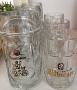 New 3-Benediktiner and 3-Bitburger Beer Mugs in Grafenwoehr, GE