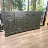 Large Bedroom Dresser Solid Wood Iron Ore Black 66x20x35 Ten Drawers New Free Delivery in Kingwood, Texas
