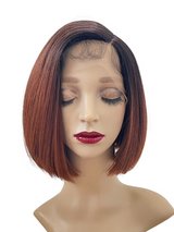 Red Brown Straight Bob Wig (Lace Front / Heat-Resistant Fiber) in Okinawa, Japan
