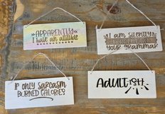 Wooden signs in Fort Campbell, Kentucky