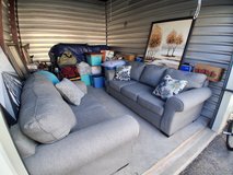 2 couches, storage ottoman, paintings, mattress, and smart TV for sale in Fort Bliss, Texas