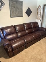 Extra long, reclining leather sofa. in Spring, Texas