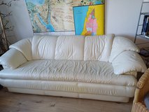 Couch White leather like new in Ramstein, Germany