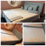 Queen size boxspring Bed with New mattress topper in Stuttgart, GE