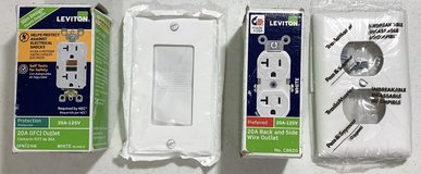 New! Leviton TWO  20 Amp Outlets w/ Wall Plate (1 outlet is GFCI) - **$15 takes All** in Orland Park, Illinois