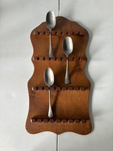 Wood Spoon Holder w/3 Vintage Spoons in Aurora, Illinois