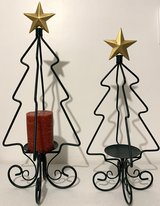 Metal Christmas Tree Pillar Candle Holders - Set of 2 w/ 1 candle in Orland Park, Illinois