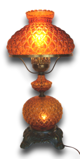 Diamond Quilted Amber Glass 3-Way Hurricane Electric Table Lamp in Alamogordo, New Mexico