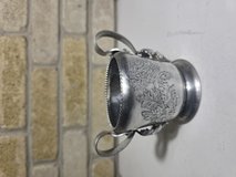 Vintage Pewter Floral Two-Handled Sugar Bowl Cup – Chrysanthemum Design – Mid Century in Spring, Texas