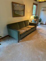 Green Sofa with Floral Cushions – Cozy & Collectible in Westmont, Illinois