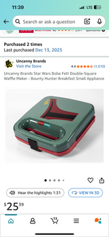 NEW Boba Fett Star Wars Waffle Iron in Fairfield, California