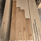 ?? New 904 sq/ft $4.97 sq/ft French Oak 3/4 in. T x 5 in. W Wire Brushed Solid Hardwood Flooring in Aurora, Illinois