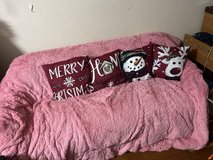 Christmas cushion and pink comforter in Okinawa, Japan
