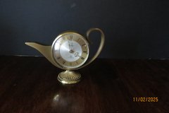Vintage Brass SWIZA Aladdin Genie Lamp Mechanical 8 Day Alarm Clock 7 Jewels in Warner Robins, Georgia
