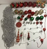 35 Christmas Tree ornaments + 65ft of silver beaded Garland in New Lenox, Illinois