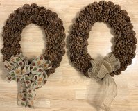 Set of 2 Fall Holiday Wreaths - Pine cone wreath w/ bow *$10 takes Both* in New Lenox, Illinois
