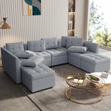 Modular Sectional U Shape Sofa Set with Storage Ottoman, Oversized 8 Seater Sofa Bed, Convertibl... in Los Angeles, California