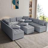 Versatile Sectional Couch with Storage Ottoman, 12 Seats Convertible Sofa, Grey in Los Angeles, California