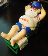 Vintage Chicago Cubs Santa On Beach Chair- Tis The Season- Ornament MLB preowned in Shorewood, Illinois
