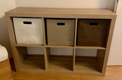 Open storage shelves with 3 removable cloth boxes in Ramstein, Germany