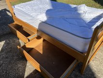Twin mattress and solid oak twin bed with two drawer storage;  can send better photos if interes... in Kingwood, Texas