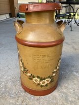 vintage dairy canister hand painted in Kingwood, Texas