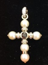 18 K Cross with Black Diamond and Brilliants White Gold and Yellow Gold Black Diamonds 750 Gold in Ramstein, Germany