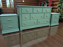 Large Dresser & Nightstands 3pc Bedroom Set Huter Green Satin New in Houston, Texas