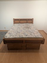 Solid Wood Bed Frame with Built-In Storage Drawers – Sturdy & Practical in Ramstein, Germany