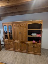Large Wooden Wall Unit / Living Room Cabinet – Multiple Sections, Glass Display, Shelving & Storage in Ramstein, Germany
