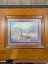 Framed Artwork – Children in Garden Scene, Vintage Style, Wooden Frame in Ramstein, Germany