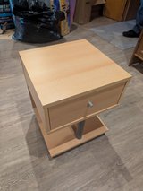 Modern Wooden Side Table / Nightstand – Compact, With Drawer & Shelf in Ramstein, Germany