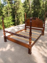 Queen Bed Frame Headboard Footboard Rails & Slats Solid Wood Like New Condition Custom Painted A... in Houston, Texas