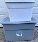 Set of 2 Sterilite Storage Bins w/ lids - Gray 30gal & White 18gal *$10 Takes 1 or BOTH* in Joliet, Illinois