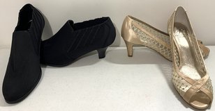 New! 8M AJ Valenci blk Booties -OR- Adrianna Papell gold dress Heels **$10 per Pair** in Bolingbrook, Illinois