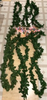Approx 50ft Total faux evergreen Garland & 3 strands Christmas Lights Bundle in Westmont, Illinois