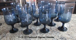 11-- 8 Oz Pfaltzcraft Stemware Etched Glasses in Alamogordo, New Mexico