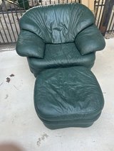 Green Italian Leather chair with ottoman in Houston, Texas