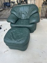 Green Italian Leather chair with ottoman in Kingwood, Texas