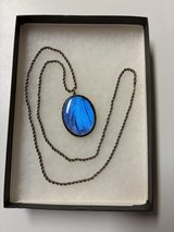 Antique Sterling Silver Morpho butterfly wing necklace in Byron, Georgia