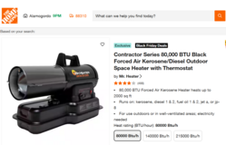 Contractor Series 80,000 BTU Black Forced Air Kerosene/Diesel Outdoor Space Heater with Thermostat in Alamogordo, New Mexico