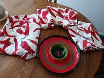 NEW 4 kitchen towels, 4 napkins, round tablecloth, and serving dish in Alamogordo, New Mexico