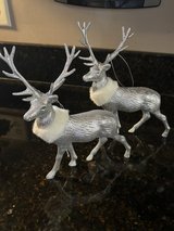 2 Silver Glittered Reindeer with White Fur Collar in Chicago, Illinois